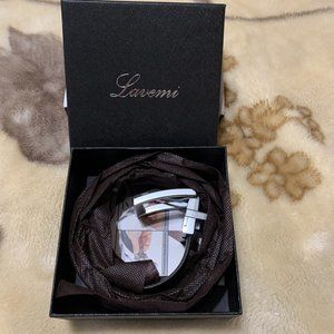 Lavemi Mens Black & Red Ratchet Automatic Buckle 100% Natural Leather Dress Belt